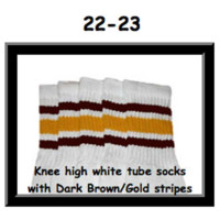 22" SKATERSOCKS white style 22-023 dark brown/gold...
