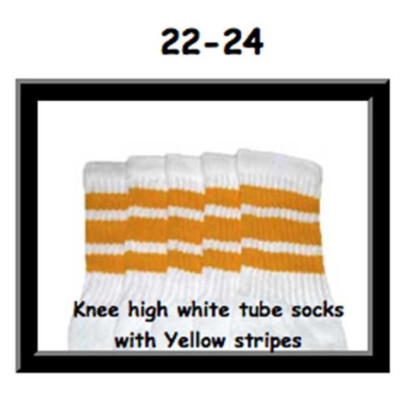 22 SKATERSOCKS white style 22-024 yellow stripes