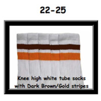 SKATERSOCKS 22" white style 22-025 dark brown/golden...