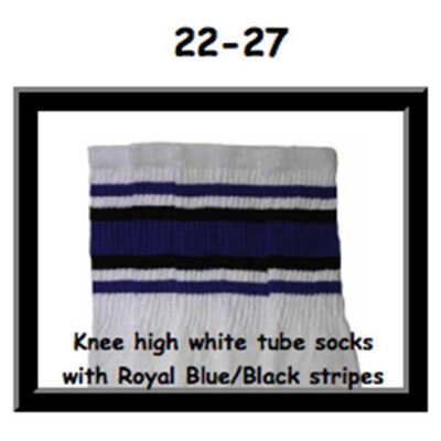 SKATERSOCKS 22" white style 22-027 royal blue/black stripes