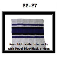 22" SKATERSOCKS white style 22-027 royal blue/black...