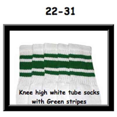 SKATERSOCKS 22" white style 22-031 green stripes