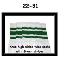 22" SKATERSOCKS white style 22-031 green stripes 