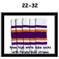 22 SKATERSOCKS white style 22-032 purple/gold stripes 