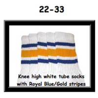 22 SKATERSOCKS white style 22-033 royal blue/gold stripes
