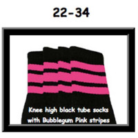 22" SKATERSOCKS black style 22-034 bubblegum pink...