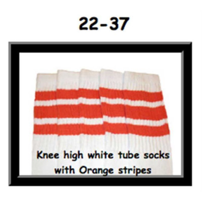 22" SKATERSOCKS white style 22-037 orange stripes