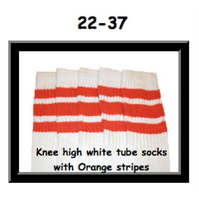 SKATERSOCKS 22" white style 22-037 orange stripes