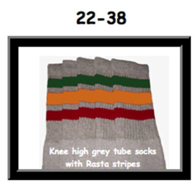 SKATERSOCKS 22" grey style 22-038 rasta stripes