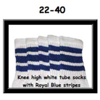 SKATERSOCKS 22" white style 22-040 royal blue stripes