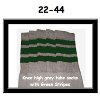22" SKATERSOCKS grey style 22-044 green stripes 