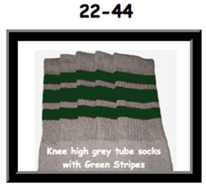 22" SKATERSOCKS grey style 22-044 green stripes 
