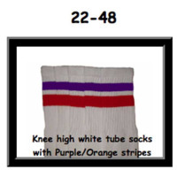 22" SKATERSOCKS white style 22-048 purple/orange...