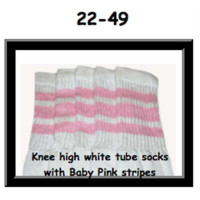 22 SKATERSOCKS white style 22-049 baby pink stripes