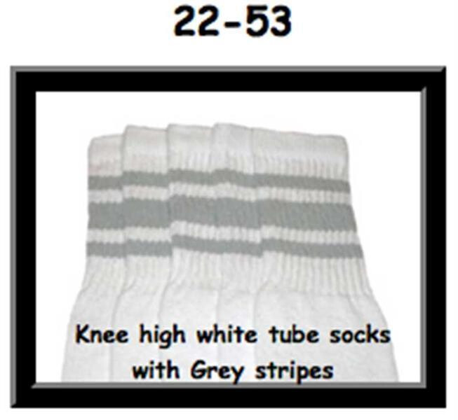 SKATERSOCKS 22" white style 22-053 grey stripes
