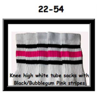 22" SKATERSOCKS white style 22-054 black/bubblegum...