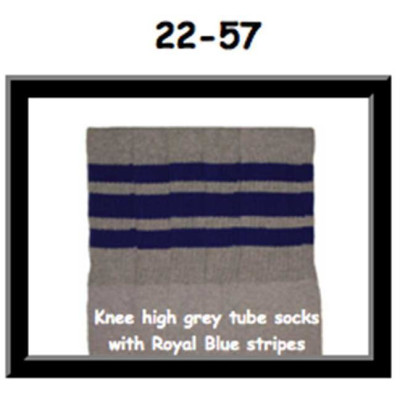 22" SKATERSOCKS grey style 22-057 blue stripes 