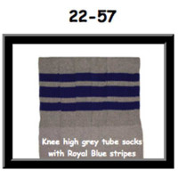 22" SKATERSOCKS grey style 22-057 blue stripes 