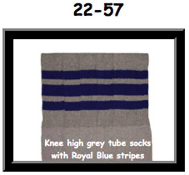SKATERSOCKS 22" grey style 22-057 blue stripes