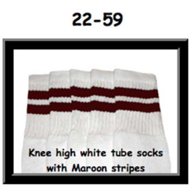 22 SKATERSOCKS white style 22-059 maroon stripes