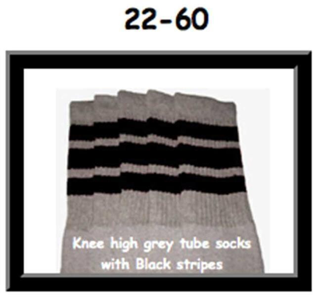SKATERSOCKS 22" grey style 22-060 black stripes