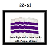 SKATERSOCKS 22" white style 22-061 purple stripes