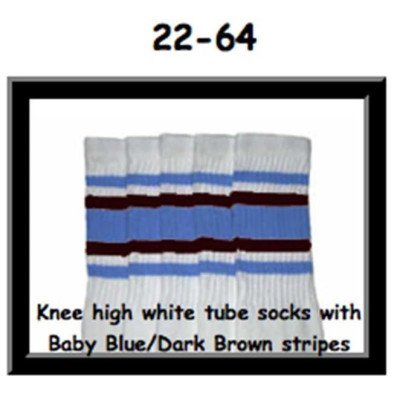 22 SKATERSOCKS white style 22-064 baby blue/dark brown stripes 