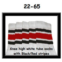 22" SKATERSOCKS white style 22-065 black/red stripes 
