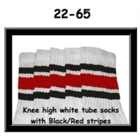 SKATERSOCKS 22" white style 22-065 black/red stripes