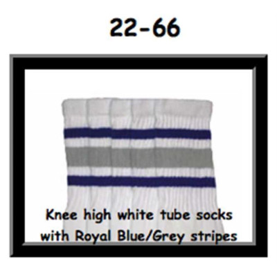 22 SKATERSOCKS white style 22-066 royal blue/grey stripes 