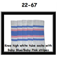 22" SKATERSOCKS white style 22-067 baby blue/baby...