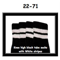 22" SKATERSOCKS black style 22-071 white stripes 