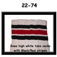 22 SKATERSOCKS white style 22-074 black/red stripes 