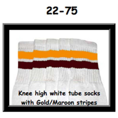 22 SKATERSOCKS white style 22-075 maroon/ gold stripes