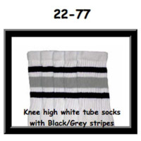 22" SKATERSOCKS white style 22-077 black/grey stripes 