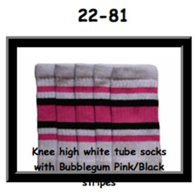 22 SKATERSOCKS white style 22-081 bubblegum pink/black stripes
