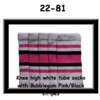 22 SKATERSOCKS white style 22-081 bubblegum pink/black...