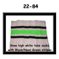22 SKATERSOCKS white style 22-084 black/neon green stripes