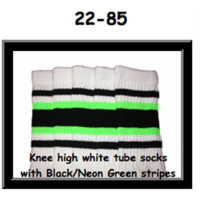 22 SKATERSOCKS white style 22-085 black/neon green/black...