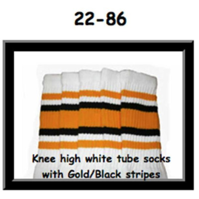 22" SKATERSOCKS white style 22-086 gold/black/gold stripes 