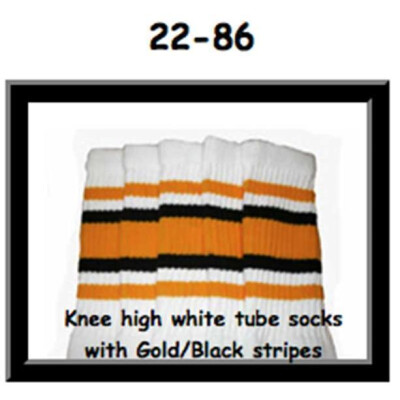 SKATERSOCKS 22" white style 22-086 gold/black/gold stripes