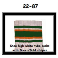 22 SKATERSOCKS white style 22-087 green/gold stripes
