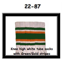 SKATERSOCKS 22" white style 22-087 green/gold stripes