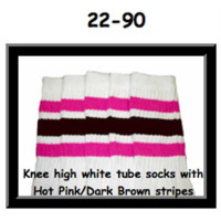 22 SKATERSOCKS white style 22-090 hot pink/dark brown...