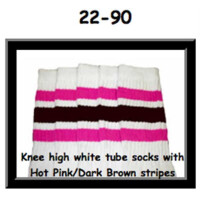 SKATERSOCKS 22" white style 22-090 hot pink/dark...