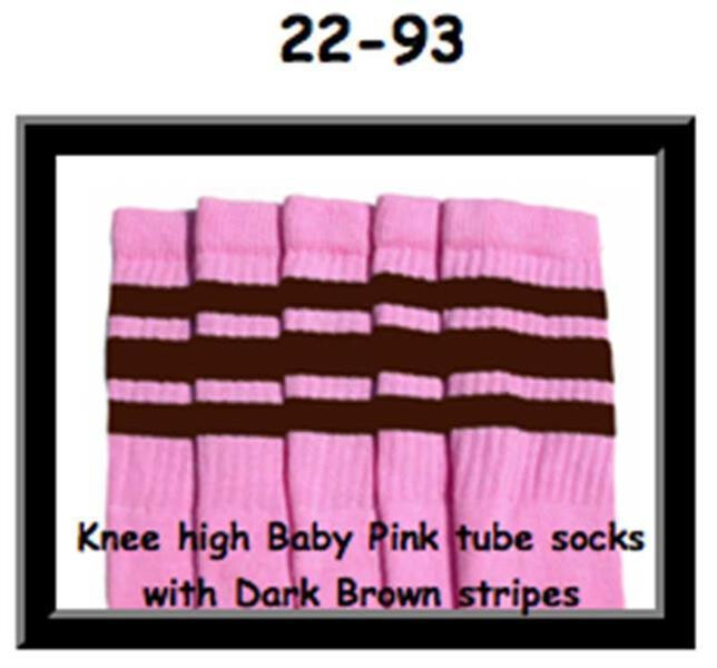SKATERSOCKS 22" babypink style 22-093 dark brown stripes