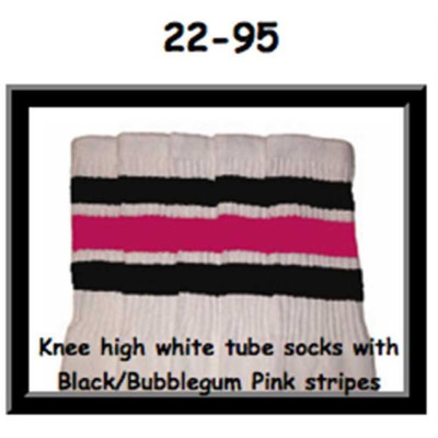 22 SKATERSOCKS white style 22-095 black/bubblegum pink/black stripes