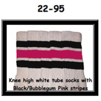 22 SKATERSOCKS white style 22-095 black/bubblegum...