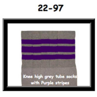 22" SKATERSOCKS grey style 22-097 purple stripes