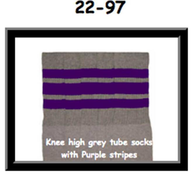 SKATERSOCKS 22" grey style 22-097 purple stripes